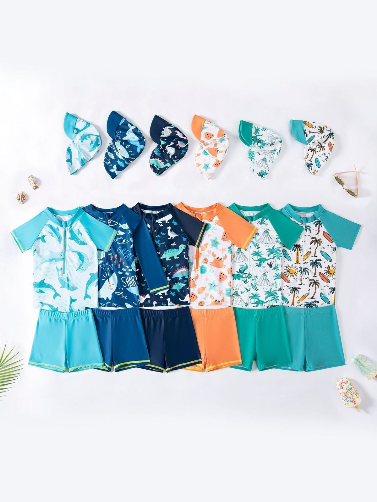 Kinderzwempak UV 50+ bescherming Mambobaby™ 3-delig – Set met zonnehoedje in verschillende kleuren: jasje...