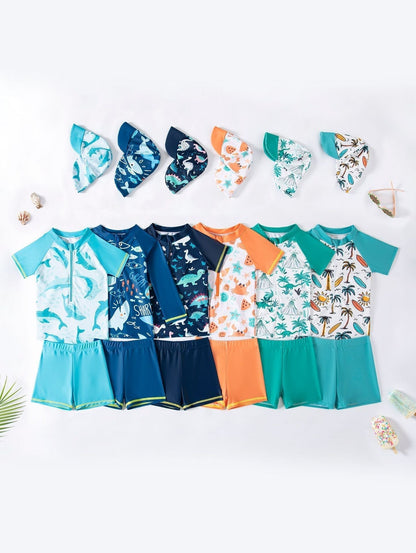 Kinderzwempak UV 50+ bescherming Mambobaby™ 3-delig – Set met zonnehoedje in verschillende kleuren: jasje...