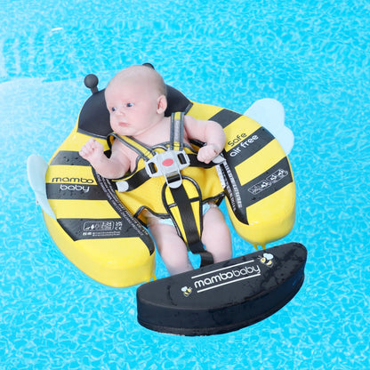 Babyfloat zonder lucht Mambobaby™ Bij – Gele babyfloat zonder lucht met baby, kap en steun