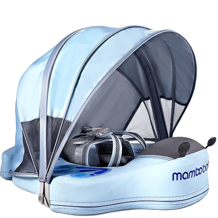 Babyfloat zonder lucht Mambobaby™ Bij – Babyfloat zonder lucht in bijenvorm, lichtblauw zitje met donkere kap