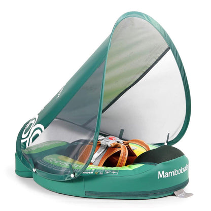 Mambobaby™ Avocado babyfloat zonder lucht – Groene opblaasbare zwemhulp met gaas-kap en binnenharnas