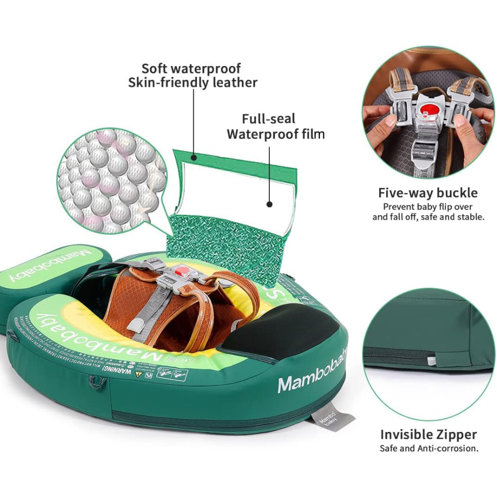 Mambobaby™ Avocado babyfloat zonder lucht – Opblaasbare zwemhulp met verstelbare gesp, rits en kap...