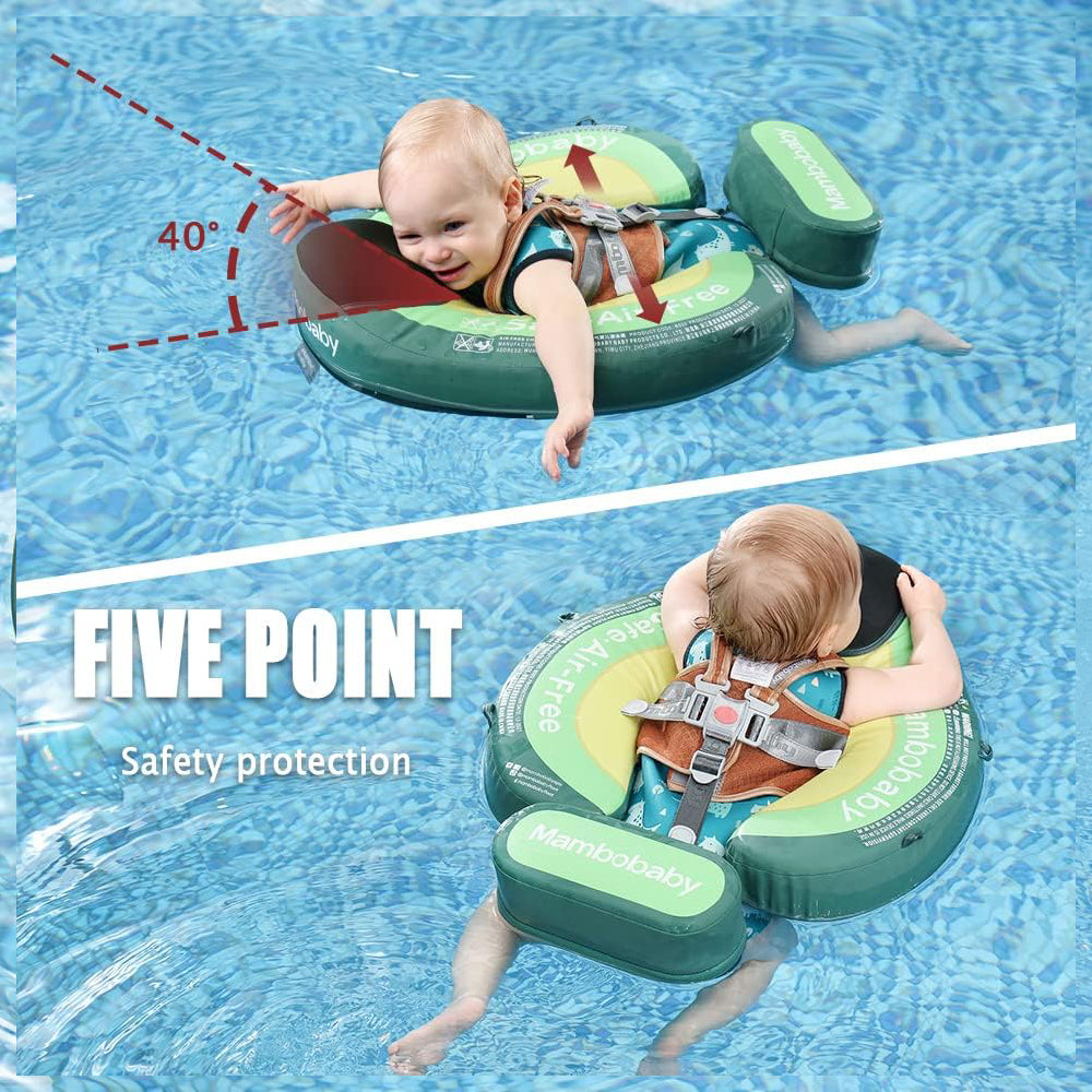 Mambobaby™ Avocado babyfloat zonder lucht – Zwemhulp met 5-punts veiligheidsbescherming en groene opblaasbare ring voor baby