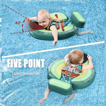 Mambobaby™ Avocado babyfloat zonder lucht – Zwemhulp met 5-punts veiligheidsbescherming en groene opblaasbare ring voor baby
