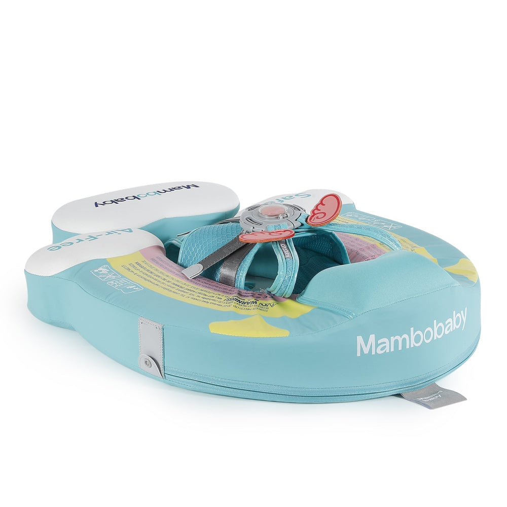 Luchtvrije zwemhulp Mambobaby, luchtvrij kussen turquoise met zonnekap