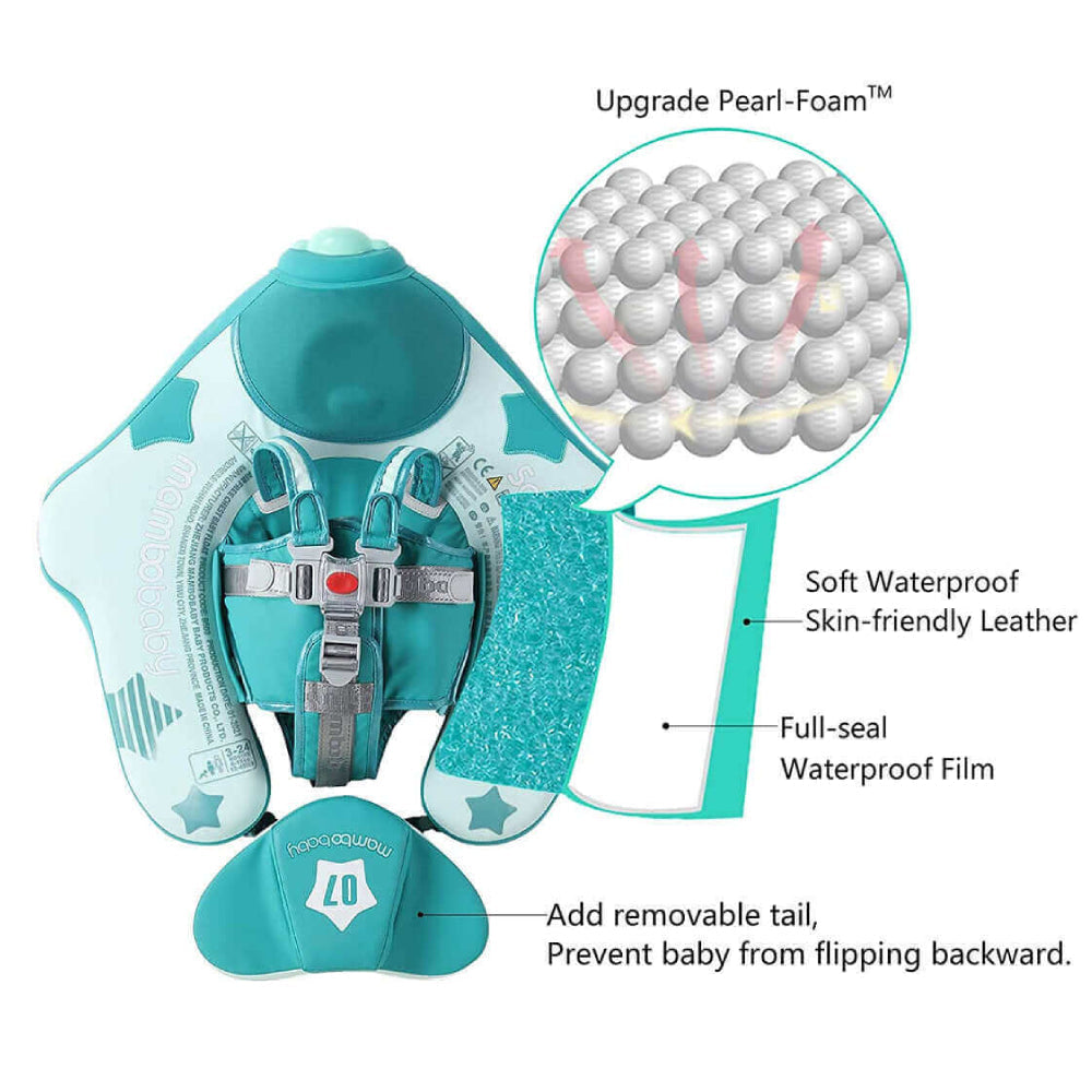 Luchtvrij babyfloat Mambobaby™ Vliegtuig Ontdekker – Drijfstoeltje met panelen en schuimreliëf, afneembare staart...