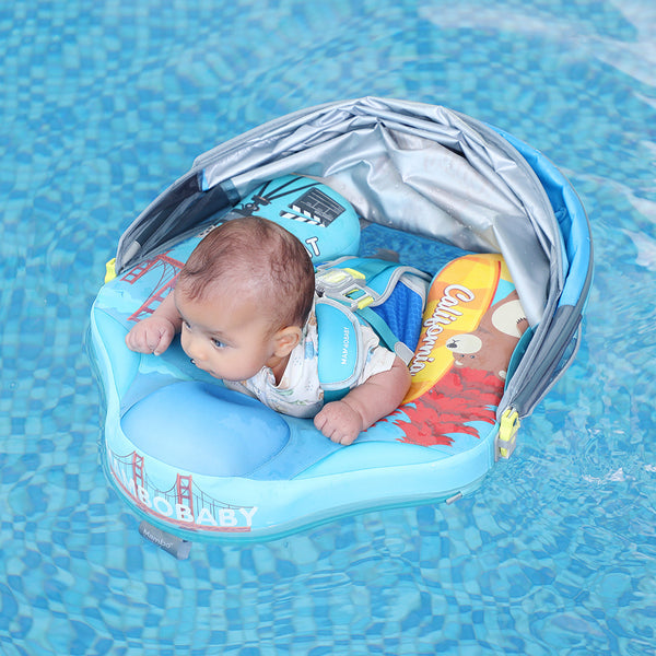 Mambobaby™ California luchtvrij babyfloat – zwemhulp met UV-dak voor baby, drijfhulpje in zitvorm