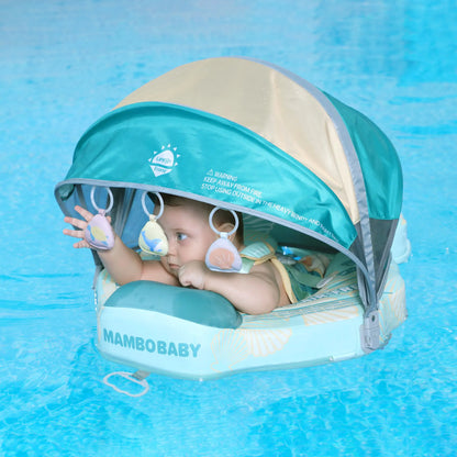 Mambobaby™ Schelp reis-babyfloat zonder lucht – reisfloat turquoise, baby erin met zonnekap en...