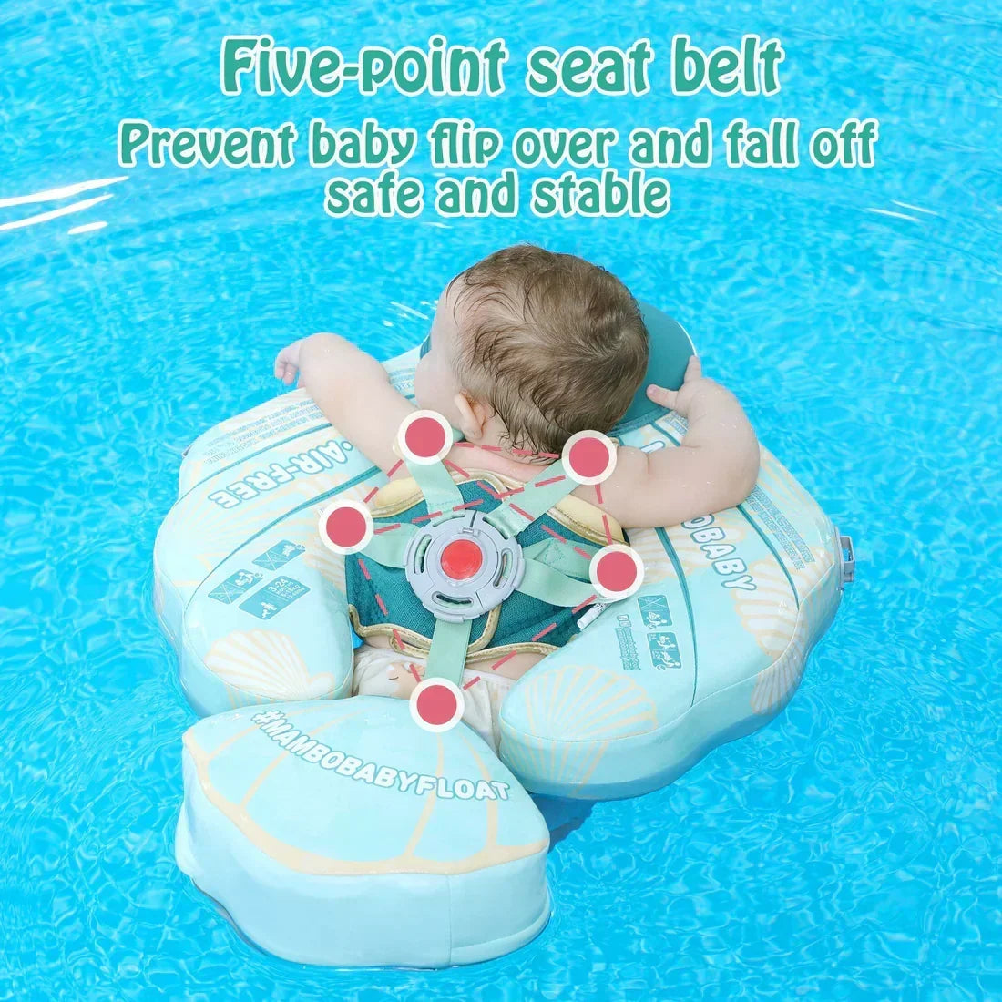 Mambobaby™ Schelp reis-babyfloat zonder lucht – reisfloat turquoise met bevestigingsriem...