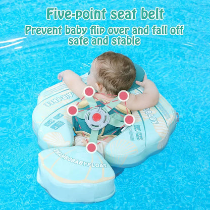 Mambobaby™ Schelp reis-babyfloat zonder lucht – reisfloat turquoise met bevestigingsriem...