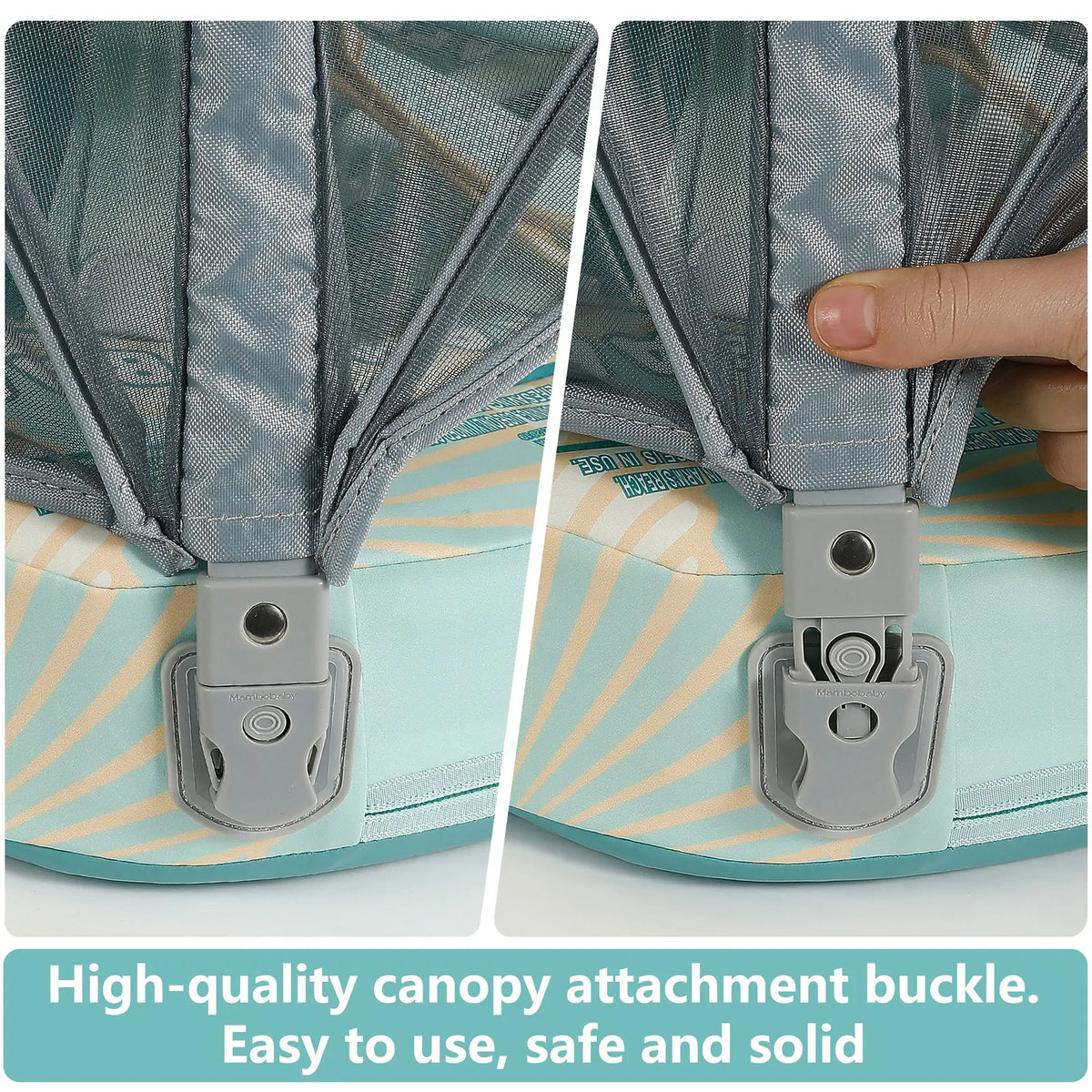 Mambobaby™ Schelp reis-babyfloat zonder lucht – reisfloat turquoise en beige, gespen van...