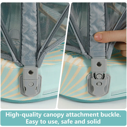 Mambobaby™ Schelp reis-babyfloat zonder lucht – reisfloat turquoise en beige, gespen van...
