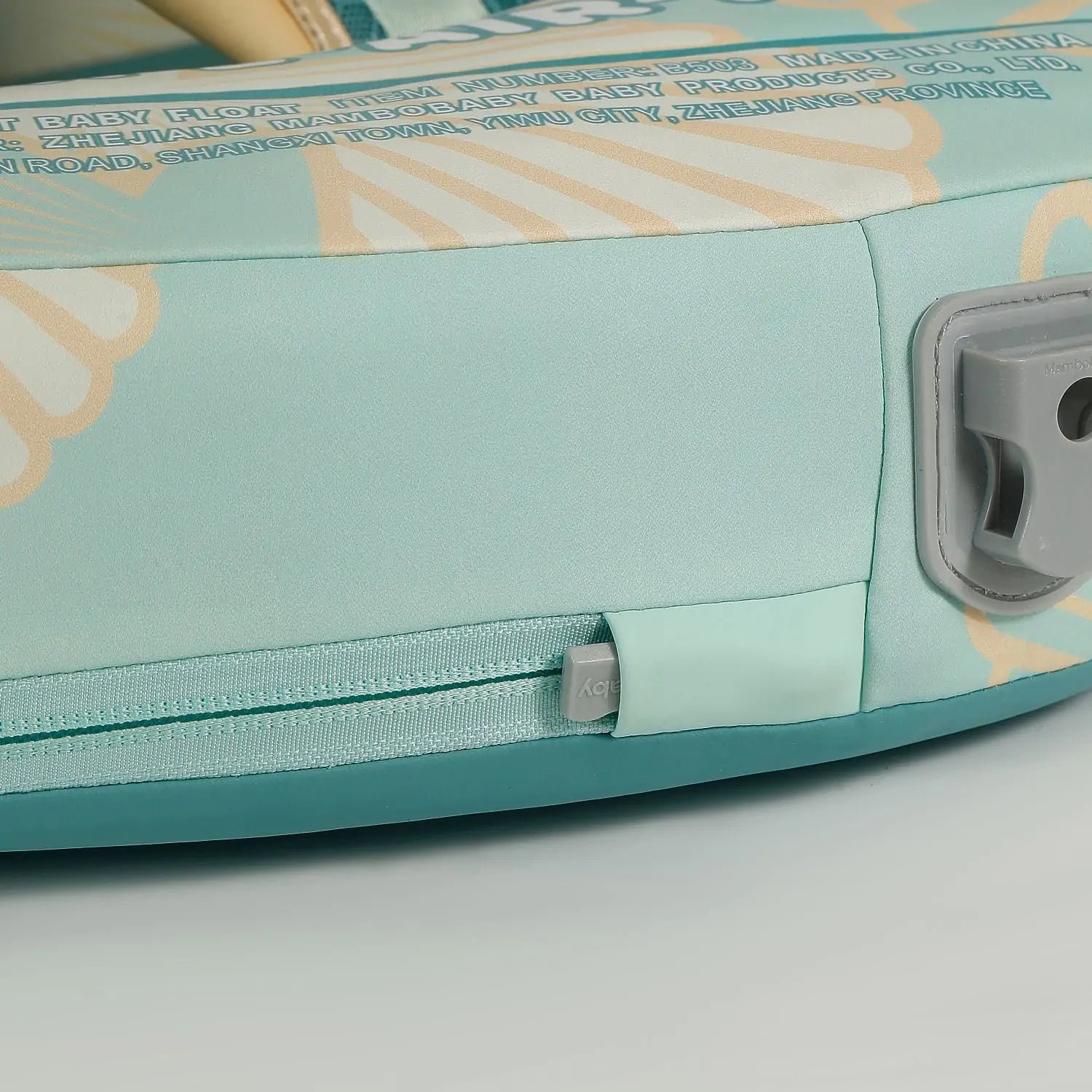Mambobaby™ reis-babyfloat zonder lucht blauwgroen, naden en sluiting