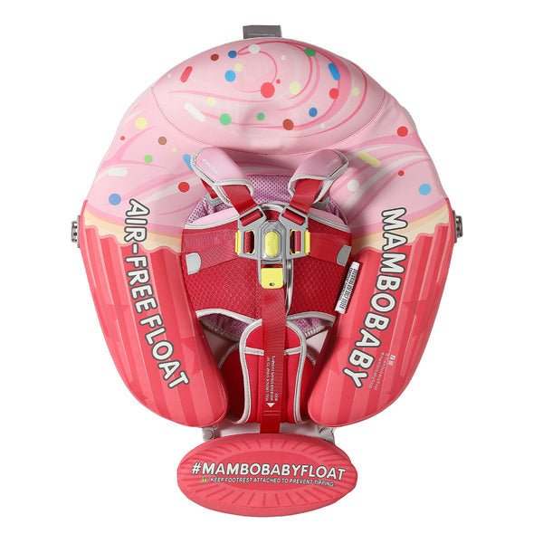 Mambobaby™ luchtvrij zwemvest voor baby met roze UV-dak en verstelbaar harnas
