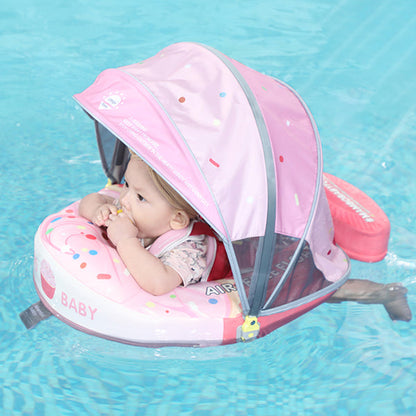 Mambobaby™ luchtvrije babyfloat met UV-kap en roze schuimbasis