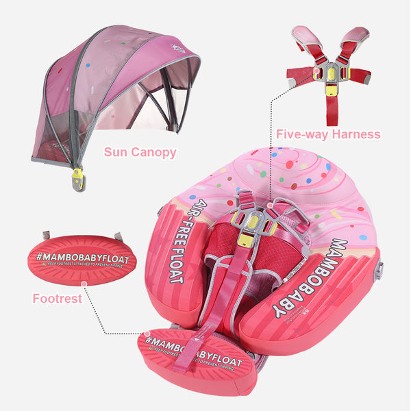 Mambobaby™ float met UV-kap, 5-punts harnas en voetsteun
