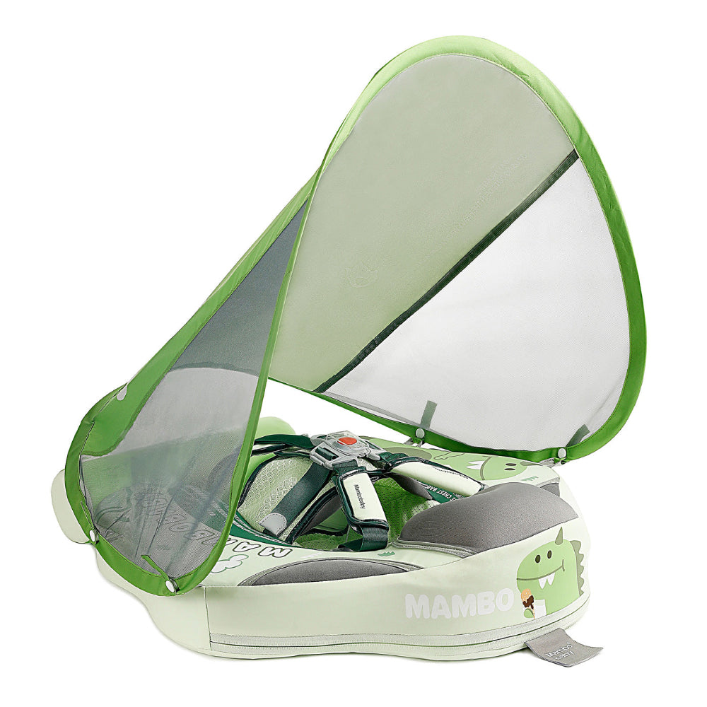 Mambobaby™ Dinosaurus babyfloat – Niet-opblaasbaar drijfhulpje met zonnekap en harnas, lichtgroene dino