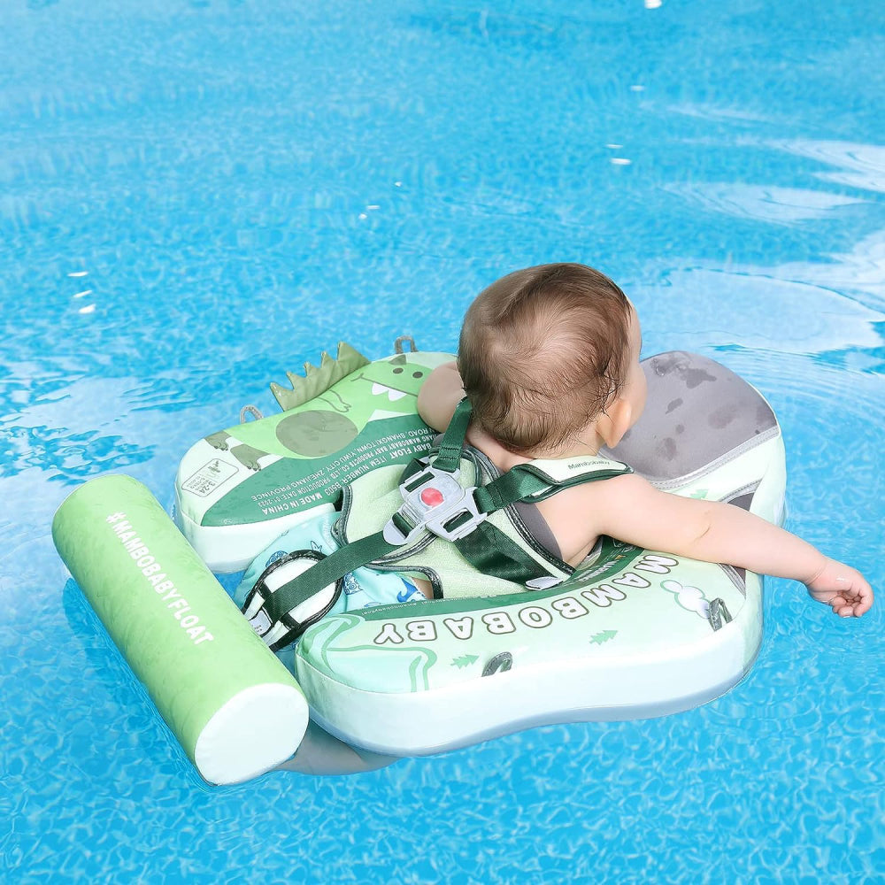 Mambobaby™ Dinosaurus babyfloat – Groen niet-opblaasbaar drijfhulpje met harnas en hoofdsteun voor baby