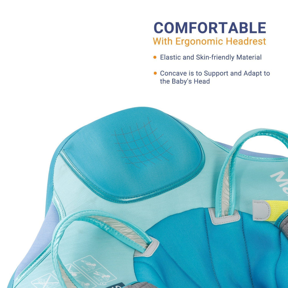 Mambobaby™ Dinosaurus babyfloat – Turquoise niet-opblaasbaar zwemhulpje met ergonomische hoofdsteun