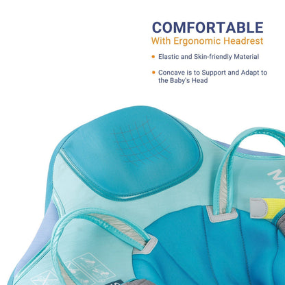 Mambobaby™ Dinosaurus babyfloat – Turquoise niet-opblaasbaar zwemhulpje met ergonomische hoofdsteun