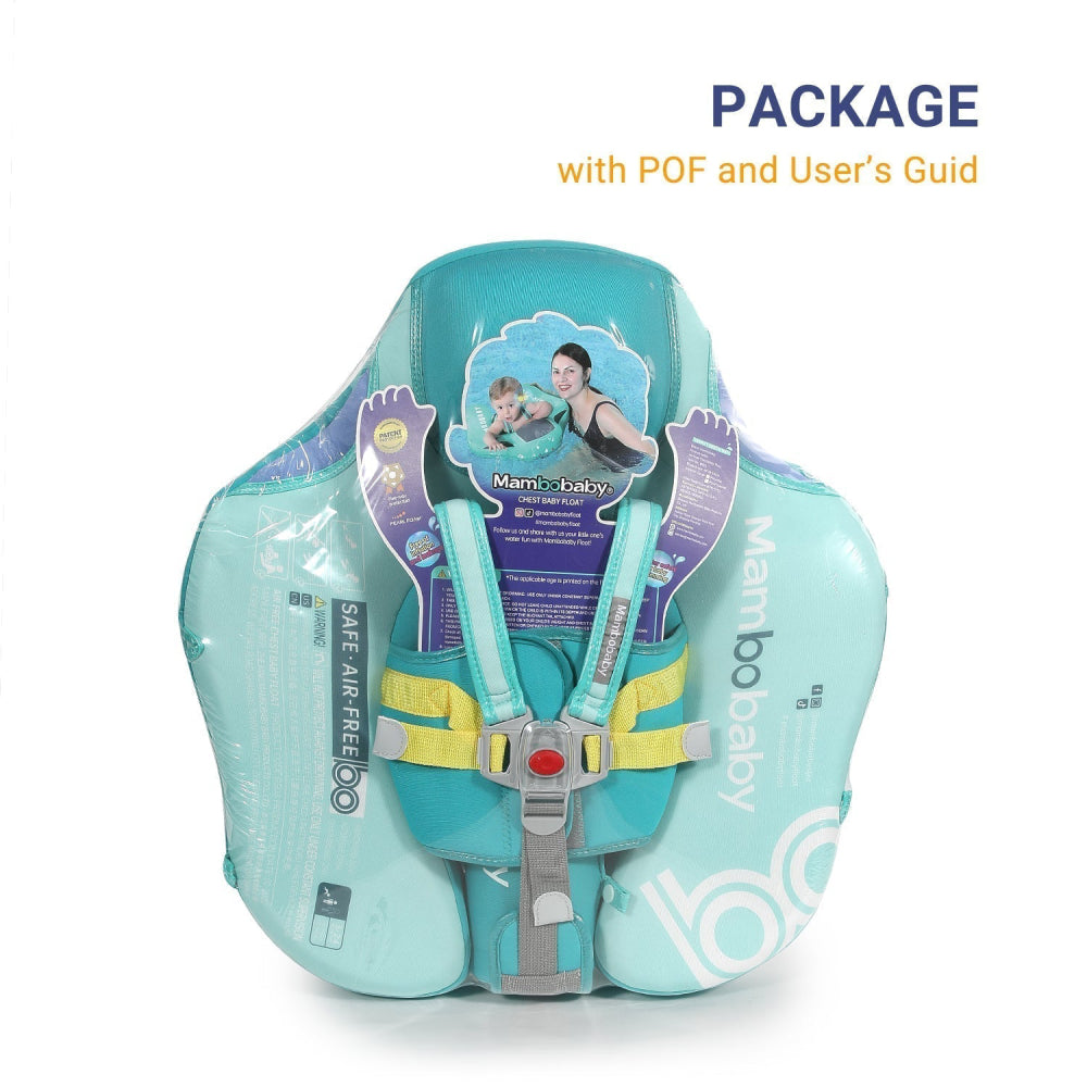 Mambobaby™ Dinosaurus babyfloat – Turquoise niet-opblaasbaar zwemhulpje in verpakking met gebruiksaanwijzing