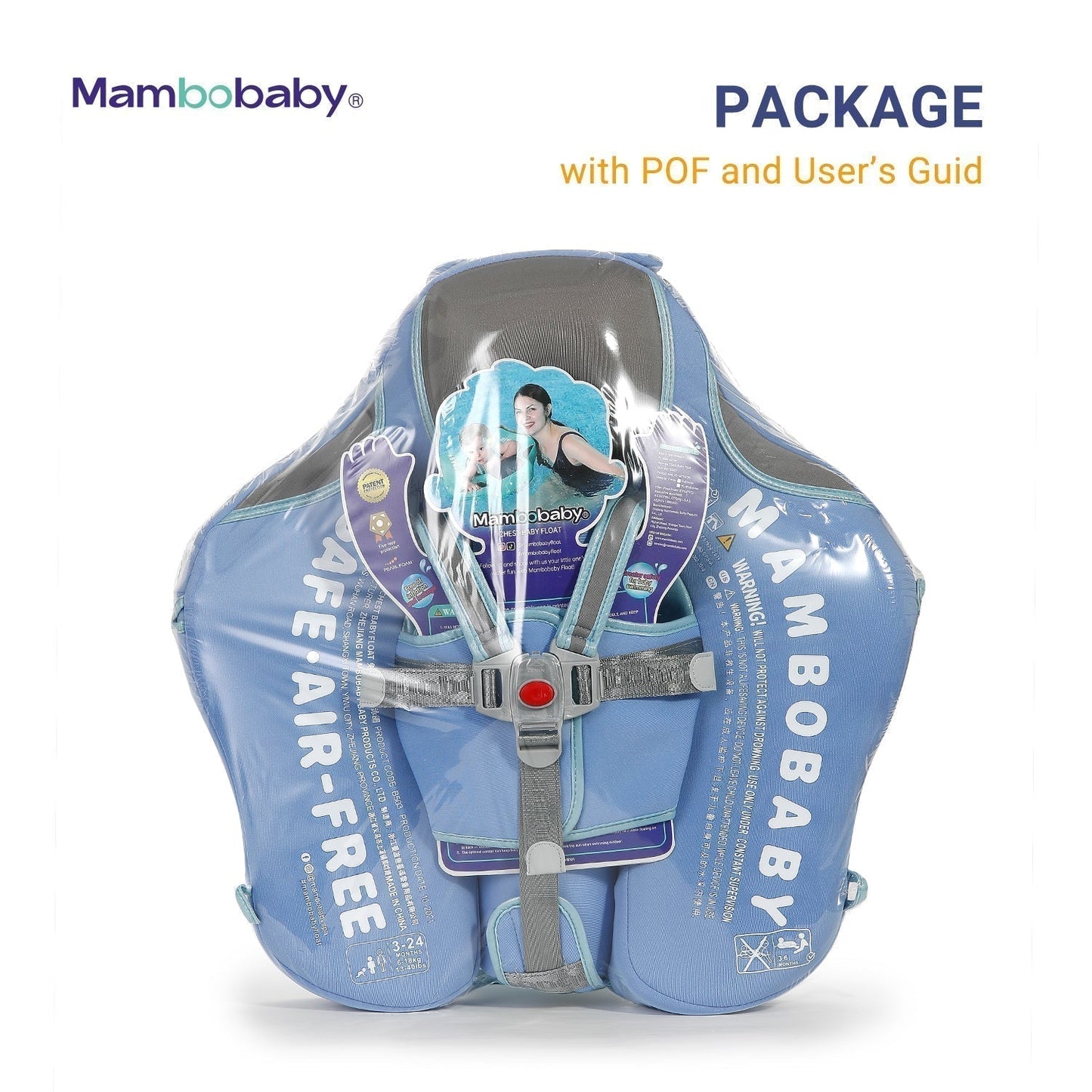 Luchtvrij zwemvest Mambobaby™ Olifant, blauw, met riem en logo's