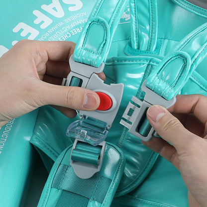 Mambobaby™ Flamingo babyfloat zonder lucht – Turquoise zwemring met klikgesp en riemen met verstelringen.