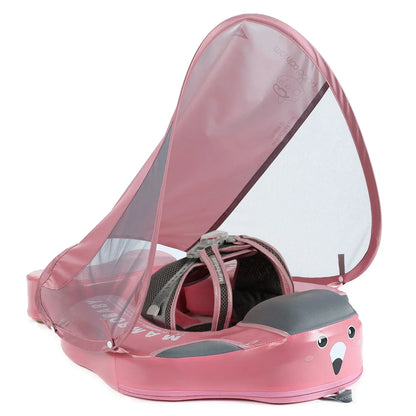 Mambobaby™ Flamingo babyfloat zonder lucht – Roze zwemring voor baby met kap en gewatteerd zitje, riemen van...