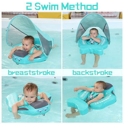 Luchtvrij babyfloat Mambobaby™ Flamingo Roze – Luchtvrije zwemhulp in het water, gebruikt voor buik- en rugzwemmen met baby