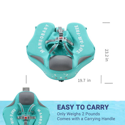 Luchtvrij babyfloat Mambobaby™ Flamingo Roze – Luchtvrije zwemhulp turquoise met handvatten en zijlabels