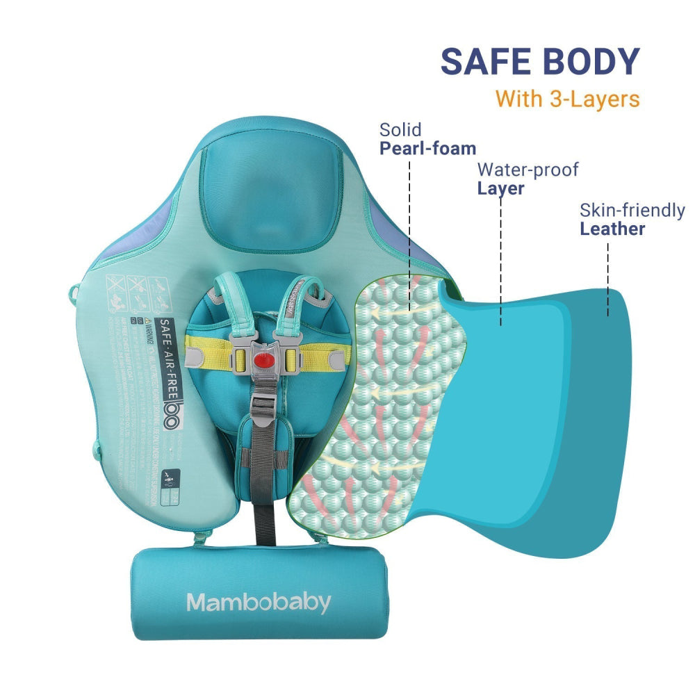 Mambobaby™ turquoise zwemhulp zonder lucht met binnenlagen en harnas
