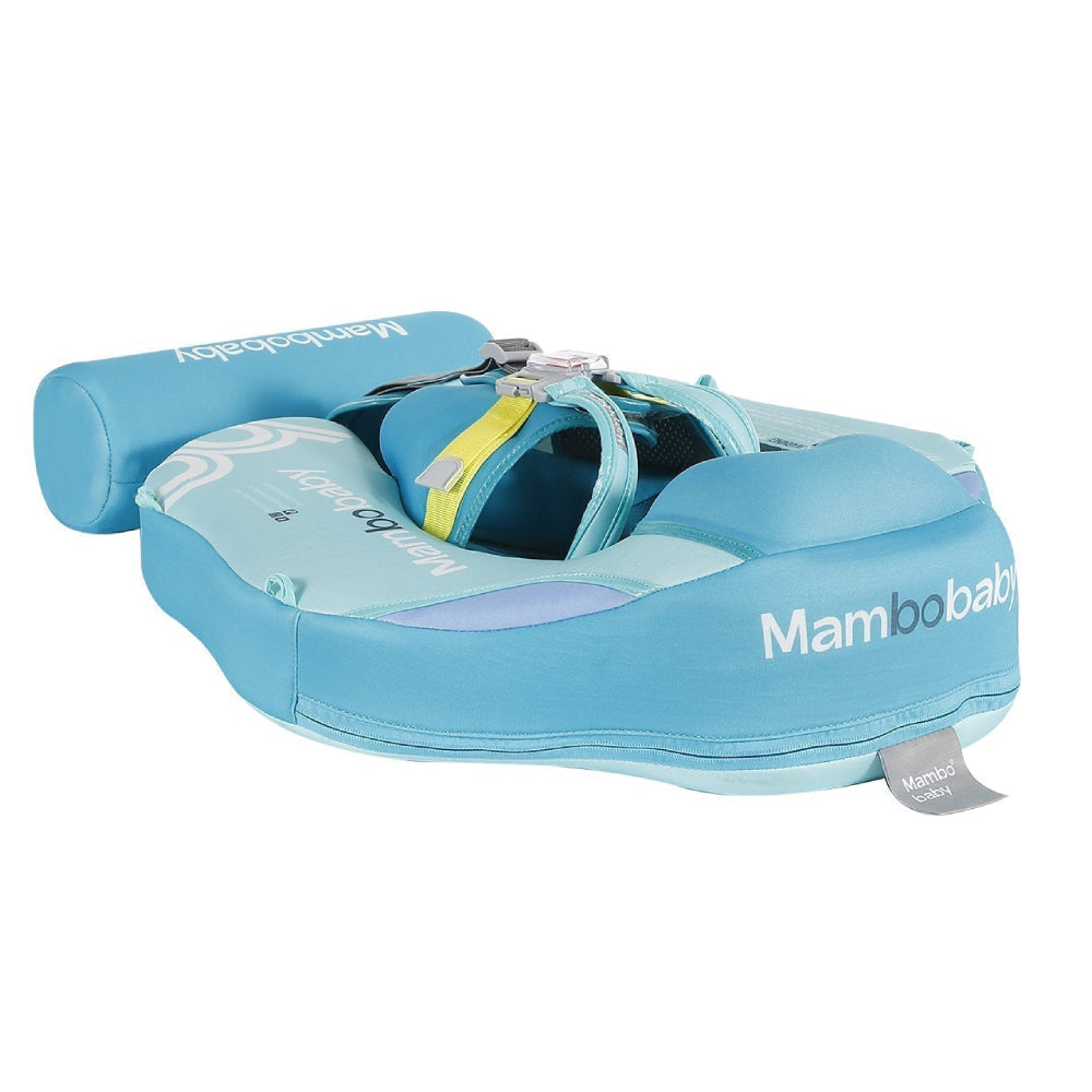 Mambobaby™ turquoise zwemhulp zonder lucht met geel harnas en riemen