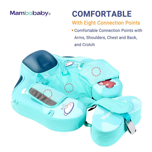 Mambobaby™ KuKuKiKi babyfloat zonder lucht – Turquoise drijfhulp met harnasbevestigingspunten bij armen, borst en...