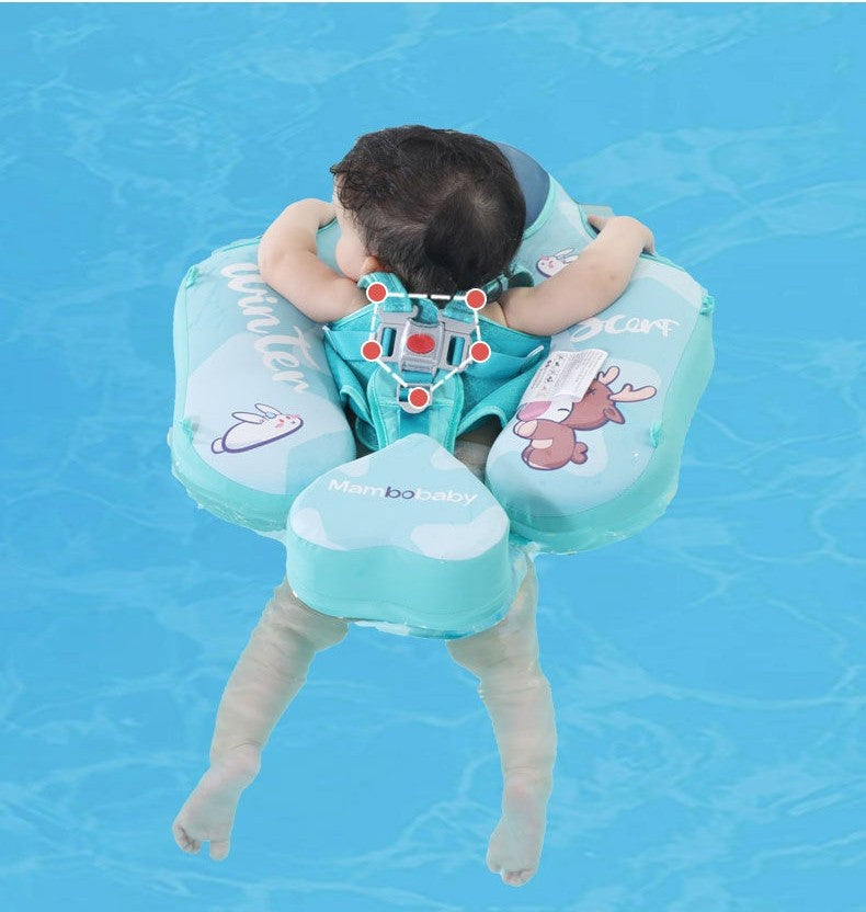 Mambobaby™ KuKuKiKi babyfloat zonder lucht – Drijfhulp voor baby met voorharnas en doorzichtige gaas-koepel