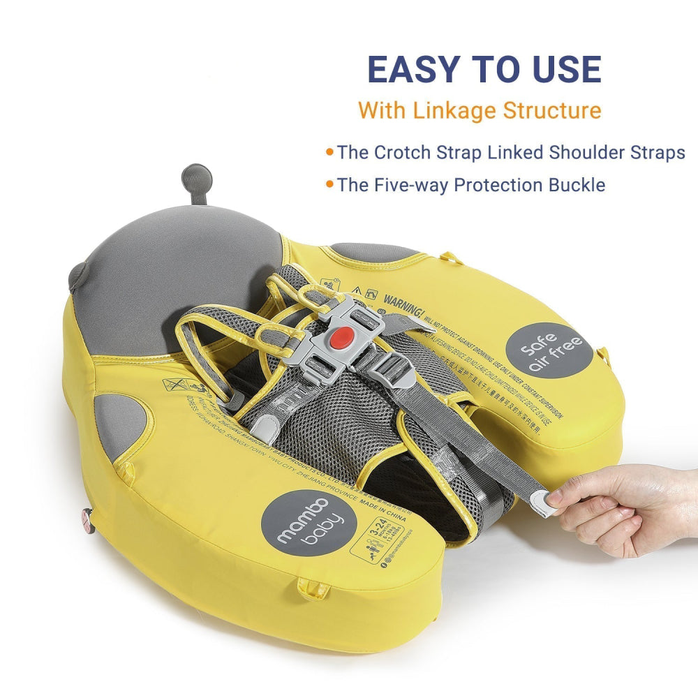 Babyfloat zonder lucht Mambobaby™ geel met bandensysteem en veiligheidsgesp