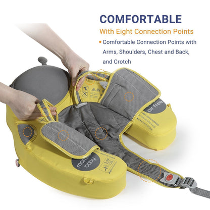Babyfloat zonder lucht Mambobaby™ geel met interne harnassen en bevestigingspunten