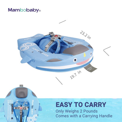 Mambobaby™ Narwal luchtvrij drijfhulpje – blauwe zwemring met draaghengsel en veiligheidsgespen