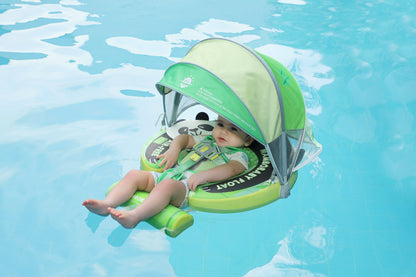 Luchtvrij babyfloat Mambobaby™ Panda – Baby met groene luchtvrije zwemhulp met zonnekap en pandadesign