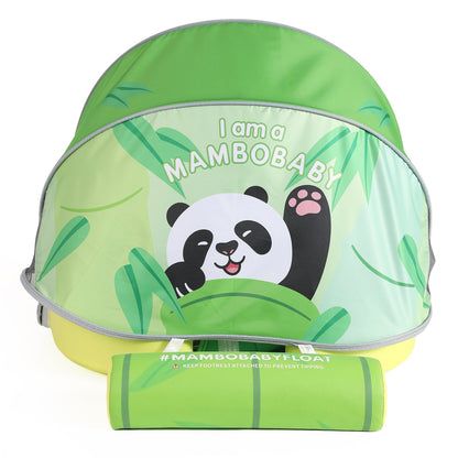 Luchtvrij babyfloat Mambobaby™ Panda – Luchtvrije zwemhulp panda, lichte zonnekap met pandagezicht en groene motieven