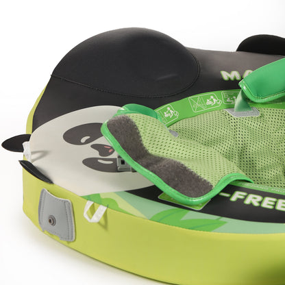 Luchtvrij babyfloat Mambobaby™ Panda – Luchtvrij drijfzitje panda, zwart kussen en groene riem met gaas