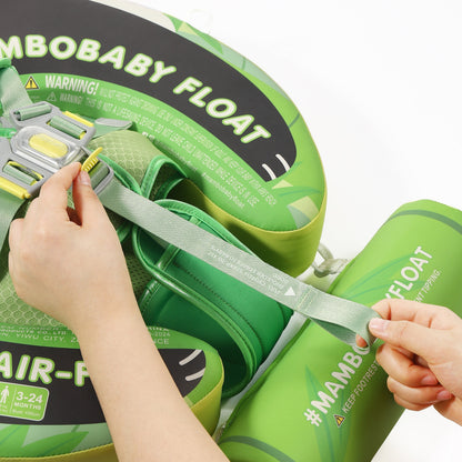 Luchtvrij babyfloat Mambobaby™ Panda – Luchtvrije zwemhulp groen met verstelbare riemen en veiligheidslabel