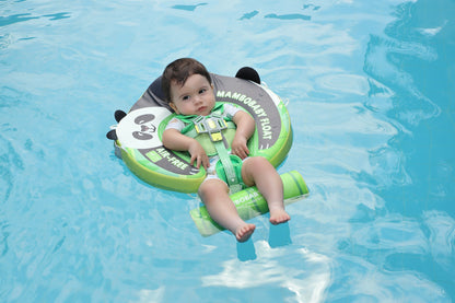 Luchtvrij babyfloat Mambobaby™ Panda – Baby in het water met groene luchtvrije zwemhulp en pandadetails