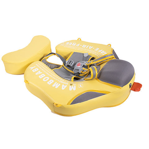 Mambobaby™ Eend babyfloat – Niet-opblaasbaar zwemhulpje in de vorm van een gele eend, banden en gewatteerde rugsteun