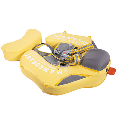 Mambobaby™ Eend babyfloat – Niet-opblaasbaar zwemhulpje in de vorm van een gele eend, banden en gewatteerde rugsteun
