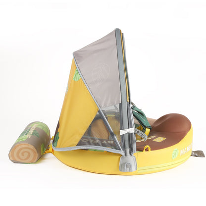Mambobaby™ Luiaard babyfloat – Niet-opblaasbaar drijfhulpje in luiaardvorm, grijs/gele zonnekap en basis...