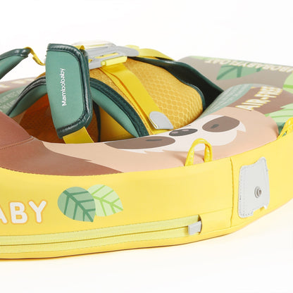 Mambobaby™ Luiaard babyfloat – Niet-opblaasbaar drijfhulpje met geel paneel, groene banden en voorsluiting