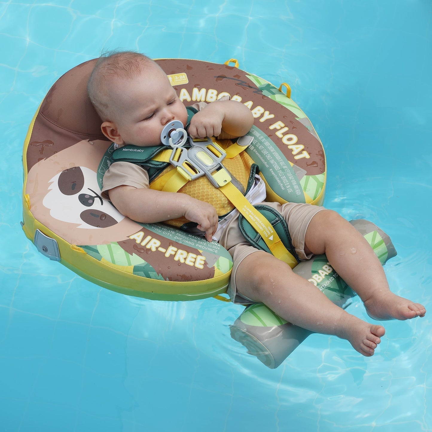 Mambobaby™ Luiaard babyfloat – Niet-opblaasbaar drijfhulpje met harnas en luiaardmotief voor baby's