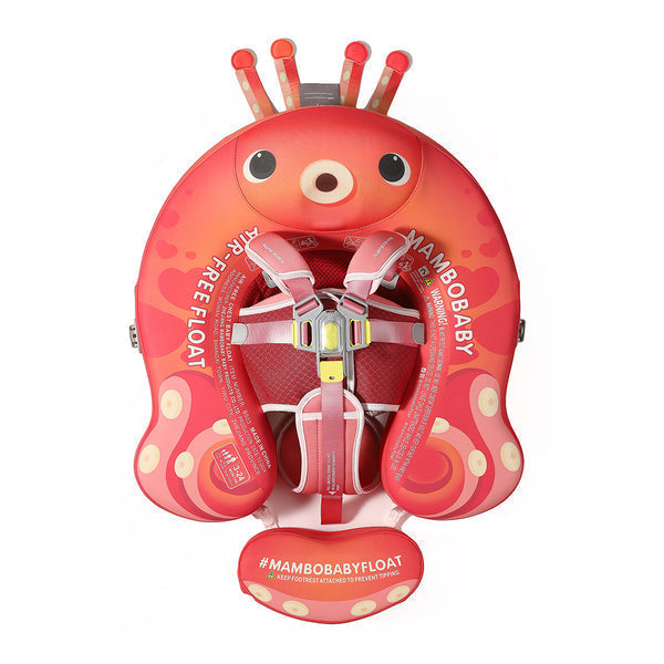 Luchtvrij babyfloat Mambobaby™ Octopus – Kinderzwemhulp in octopusvorm, rood, met harnas