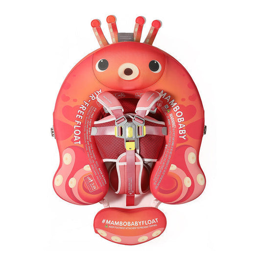 Luchtvrij babyfloat Mambobaby™ Octopus – Kinderzwemhulp in octopusvorm, rood, met harnas