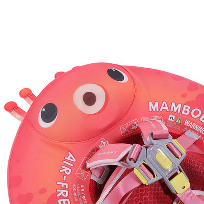 Luchtvrij babyfloat Mambobaby™ Octopus – Roze octopus-zwemhulp met verstelbaar 5-punts harnas en grote ogen